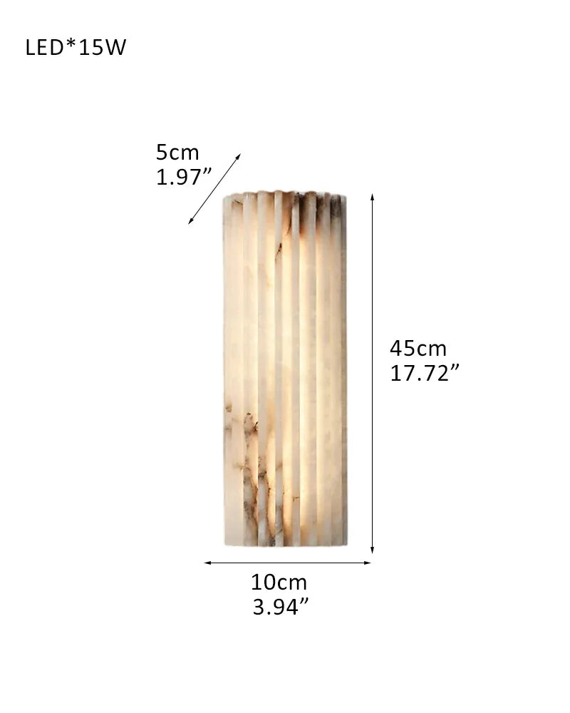 LightsStory Series Geometric Wall Sconce | Flush-mount Hand-carved Spanish Alabaster and Aged Brass, Aged Brass finish for hallways, bedrooms, and accent walls D10*H45CM D4"*H18" White + Brass Brass Aged Wall Sconces