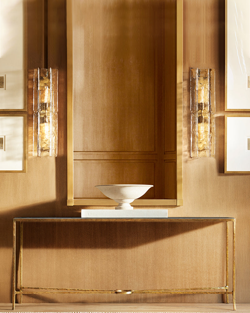 Modern Luxury Glam Gold Large Bathroom Sconce with Art Glass for Hallway