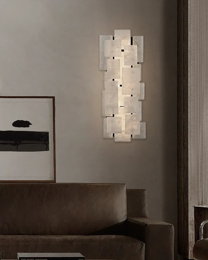 Frozen Calcite Crystal Wall Sconce | 27" Square Bedside & Corridor Lighting 15W Flush Mounted Wall Sconce Lamp