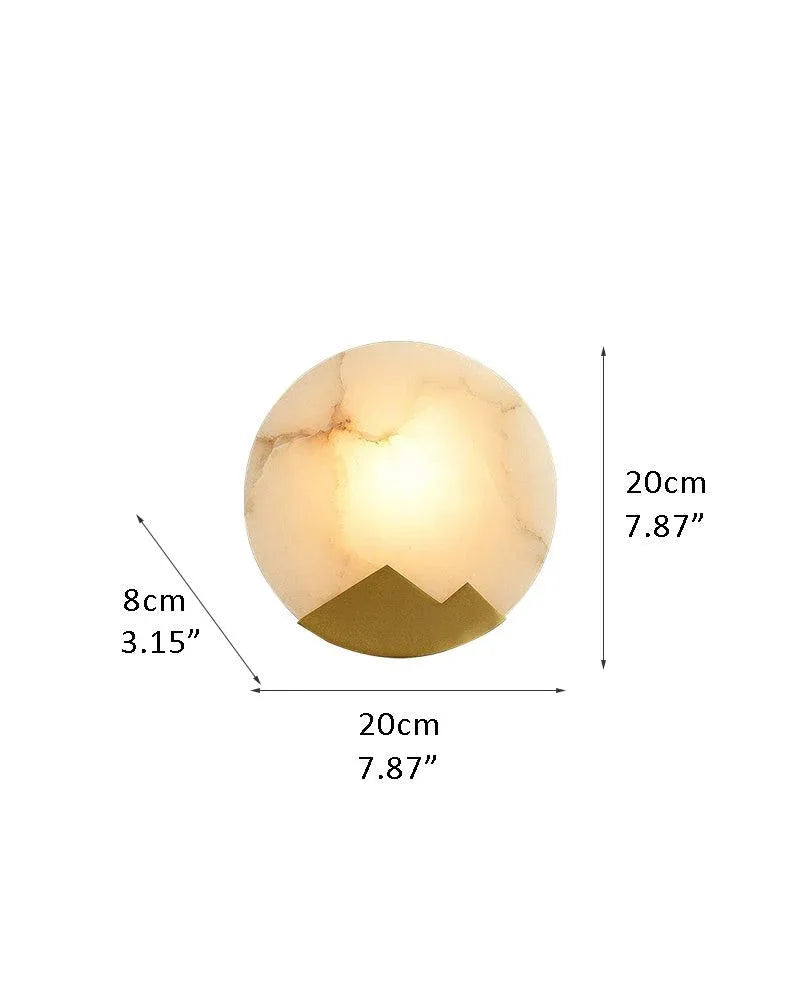 Nordic Alabaster Brass Wall Sconce Light Fixture 8" with Mountain-shaped Frame L20*W8*H20CM L7.87*W3.15*H7.87" White + Brass Flush Mounted Wall Sconce Lamp