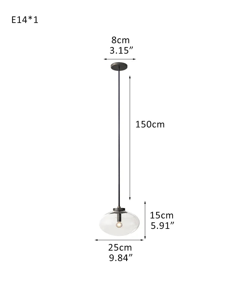 Oval-clear-glass-pendant-lamp-10d-with-brass-black-silver-metal-frame-2026 1-light-D25*H15CM D9.84“*H5.91" Black Modern Pendant lamp