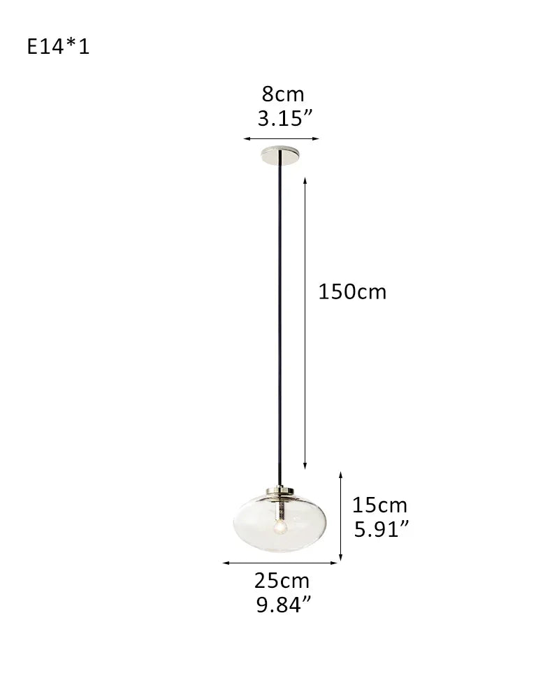 Oval-clear-glass-pendant-lamp-10d-with-brass-black-silver-metal-frame-2026 1-light-D25*H15CM D9.84“*H5.91" Silver Modern Pendant lamp
