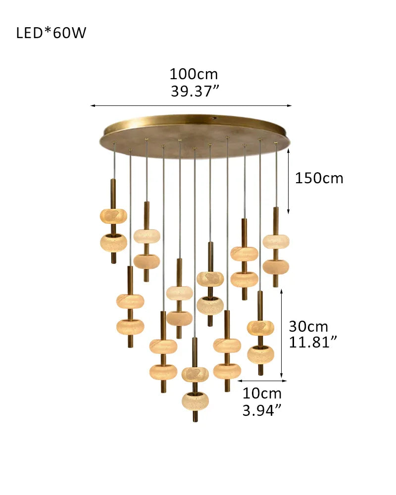 Villa 5 Light New Age Brass Cluster Pendant Light with 4in White Spanish Alabaster Shades 11-Light-L10*H30CM L3.9"*H11.8" White + Brass Modern Pendant lamp