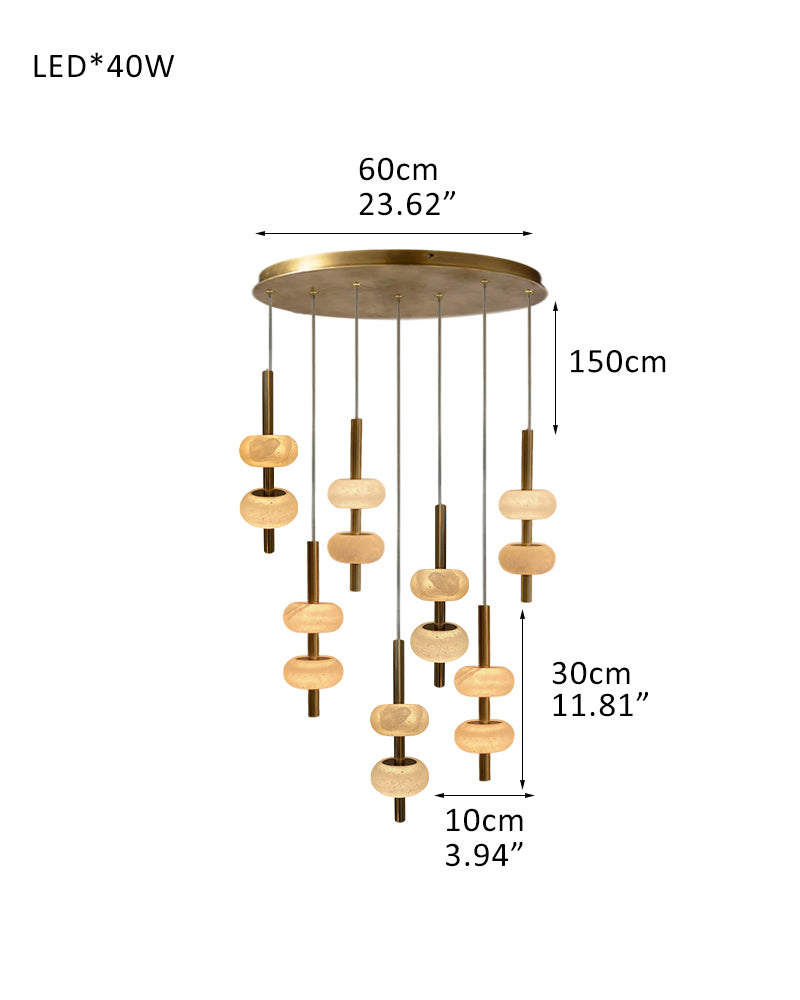 Villa 5 Light New Age Brass Cluster Pendant Light with 4in White Spanish Alabaster Shades