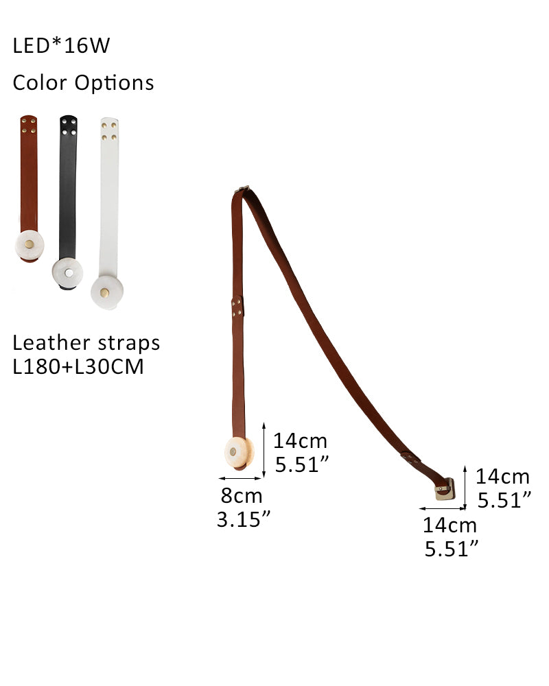 LED Mini SNAPS Module Ceiling Alabaster Pendant Light with Brown Leather Straps
