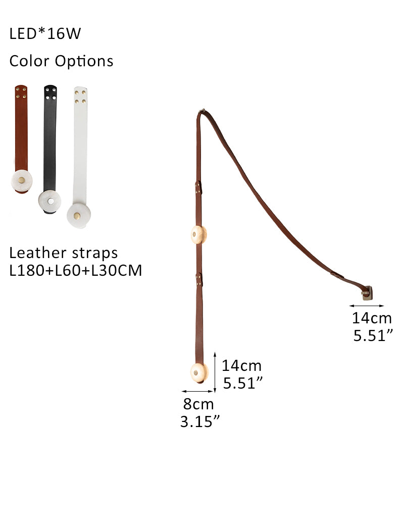 LED Mini SNAPS Module Ceiling Alabaster Pendant Light with Brown Leather Straps