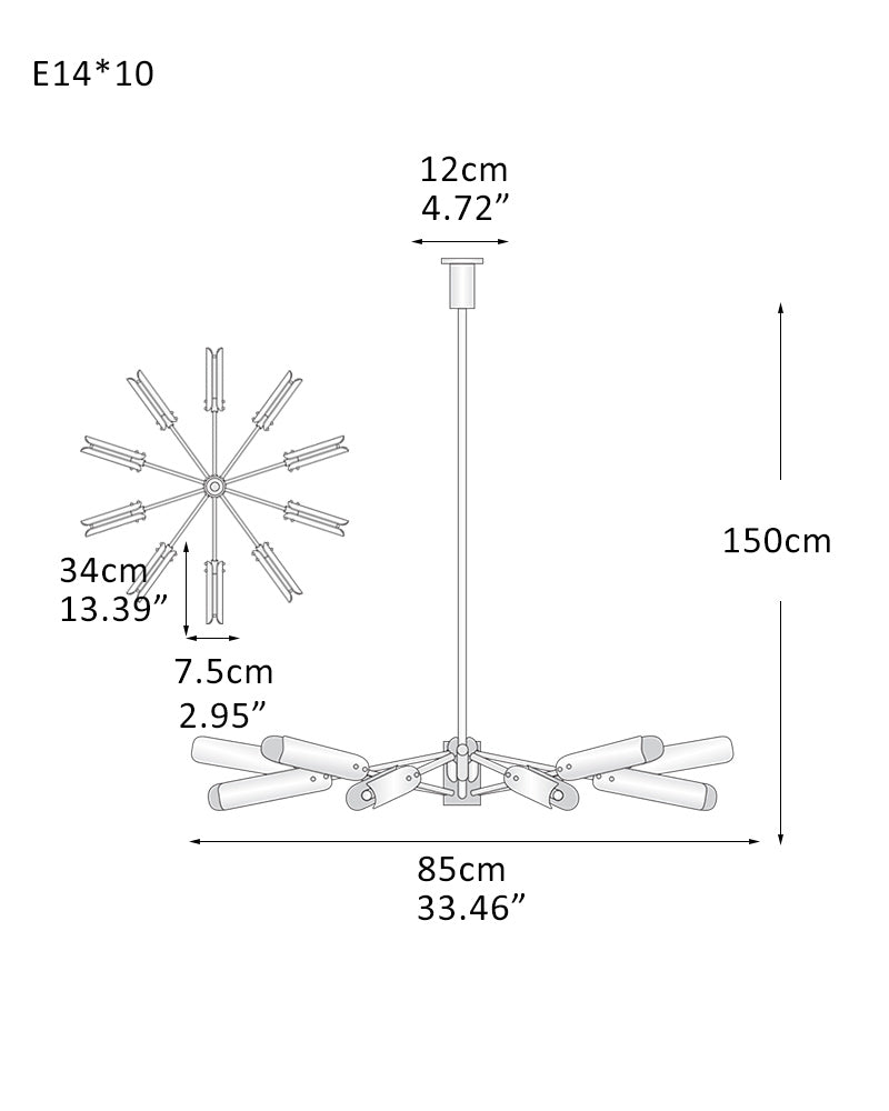 High Line Dark Brass/Black Platiere Circular Chandelier with Opal White Glass