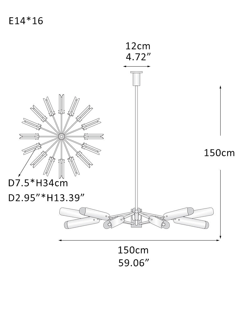 High Line Dark Brass/Black Platiere Circular Chandelier with Opal White Glass