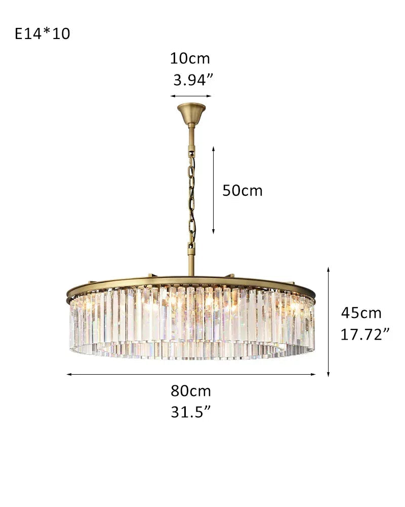 LightsStory Series Prismatic Chandelier | Multi-tier Triangular Crystal Precision-cut triangular crystal rods and sturdy iron frame, Brushed Gold and Black for Grand Foyers and Dining Rooms 2-Tier-R-D80*H45CM D31.5“*H17.72" Gold American chandelier