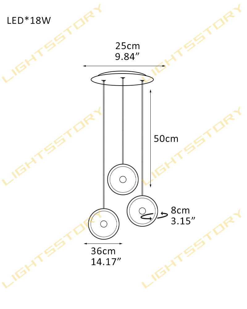 Lausanne Series Geometric Chandelier | Rotatable Alabaster Hand-selected natural alabaster diffusers with sleek metal rods, Sleek metal finish for Kitchen islands, entryways, and dining rooms 3 light-D36*H8CM D14.17"*H3.15"-R Modern Pendant lamp