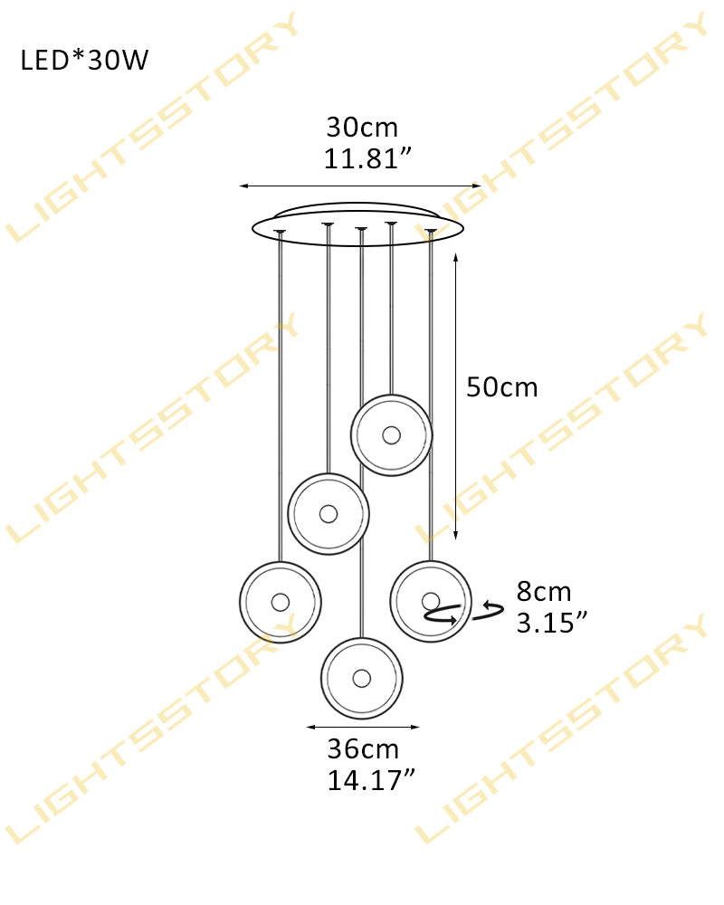 Lausanne Series Geometric Chandelier | Rotatable Alabaster Hand-selected natural alabaster diffusers with sleek metal rods, Sleek metal finish for Kitchen islands, entryways, and dining rooms 5 light-D36*H8CM D14.17"*H3.15"-R Modern Pendant lamp