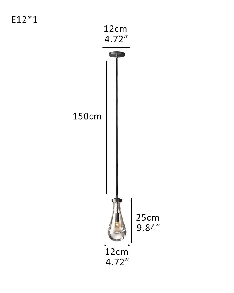 Black Raindrop Crystal Round Chandelier Multi Lighting with adjustable cord for living room 1-light-D12*H25CM D4.7"*H9.8" Black American chandelier