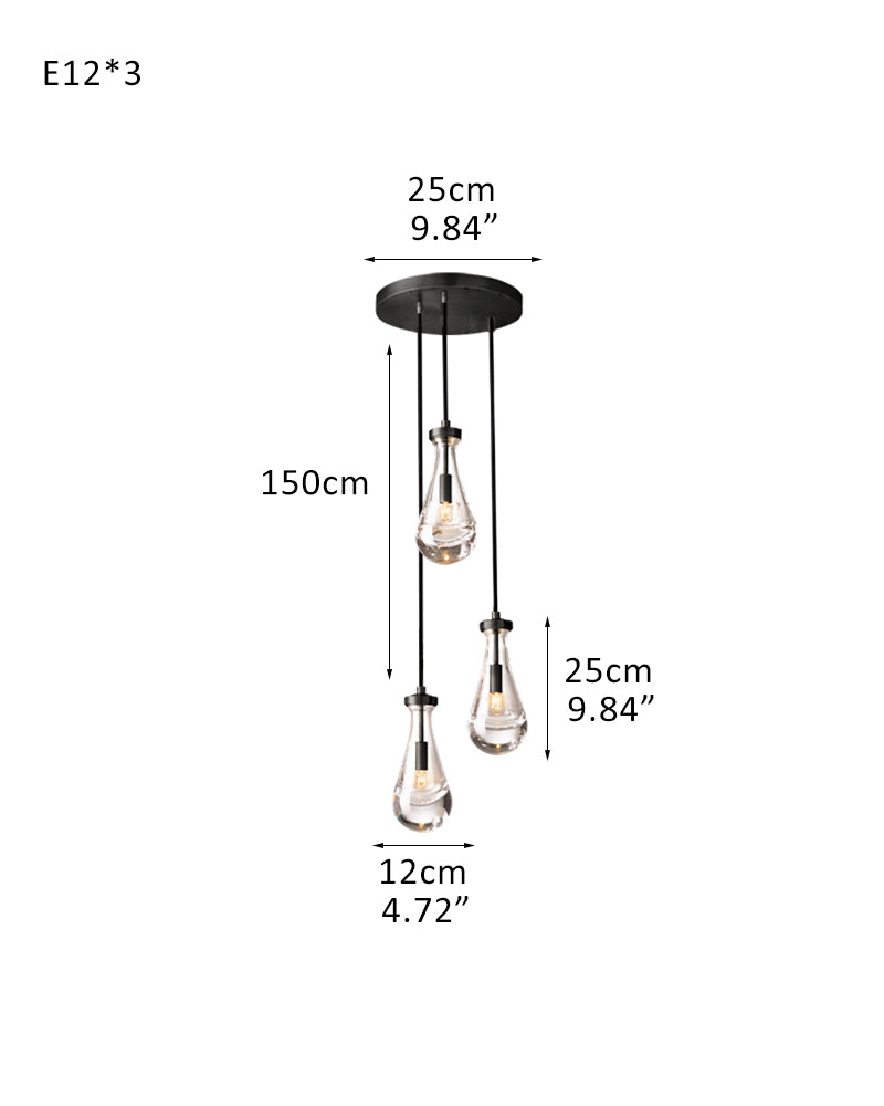 Black Raindrop Crystal Round Chandelier Multi Lighting with adjustable cord for living room