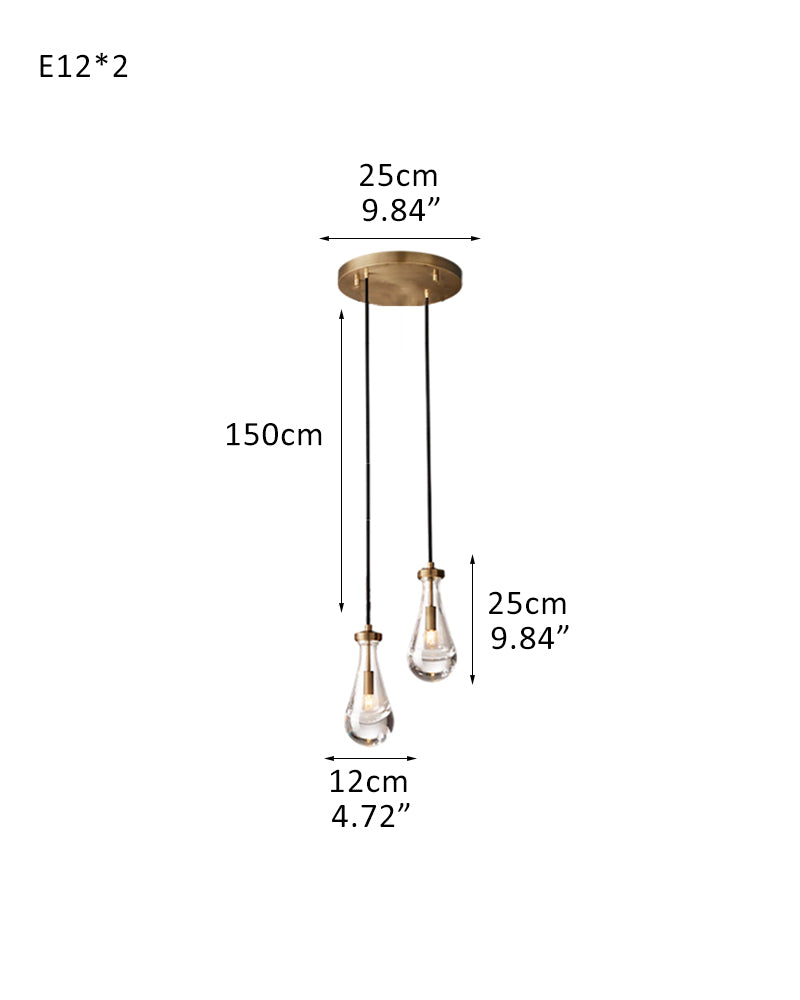 Aged Brass Floating Raindrop Hand Blown Crystal Linear Cluster Chandelier Wide 54"