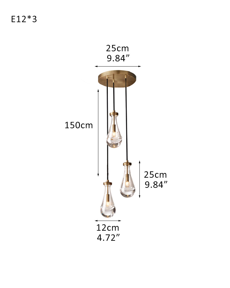 Aged Brass Floating Raindrop Hand Blown Crystal Linear Cluster Chandelier Wide 54"
