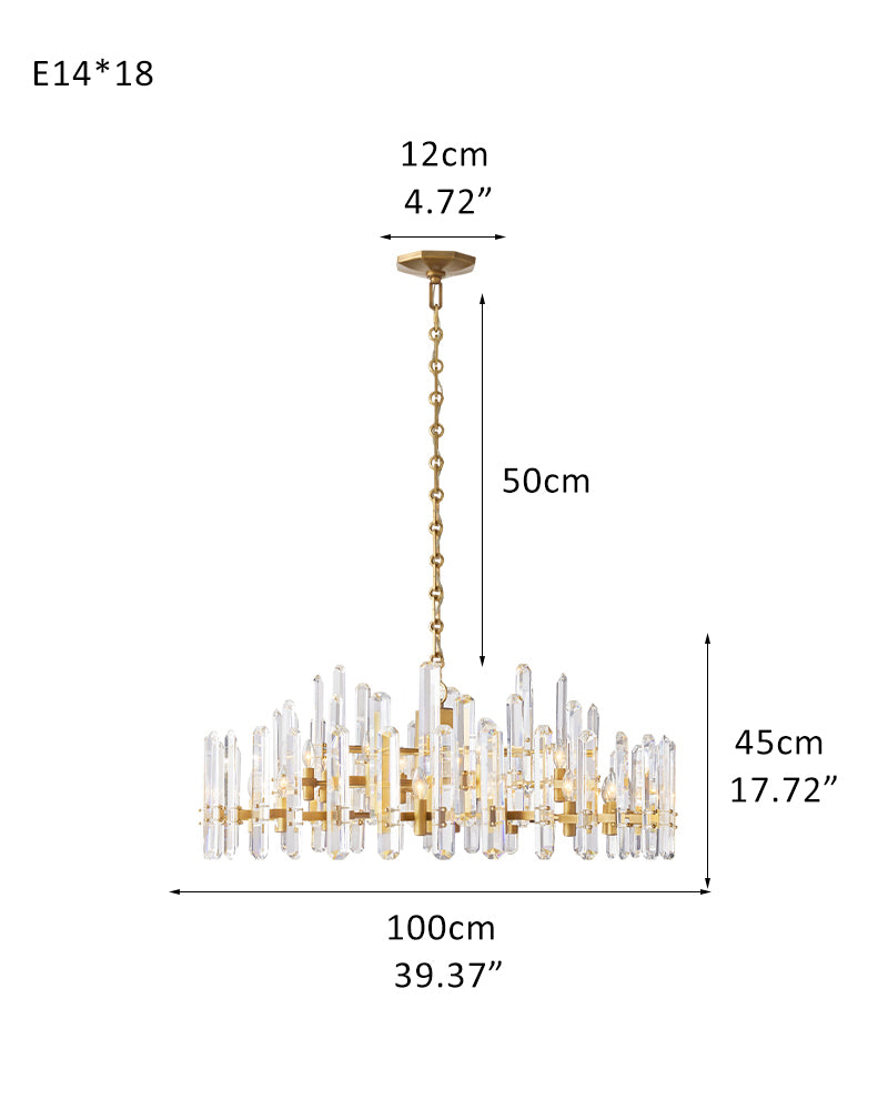 美式轻奢铜蜡烛水晶圆形吊灯 25“34”40英寸,E14-12/15/18灯