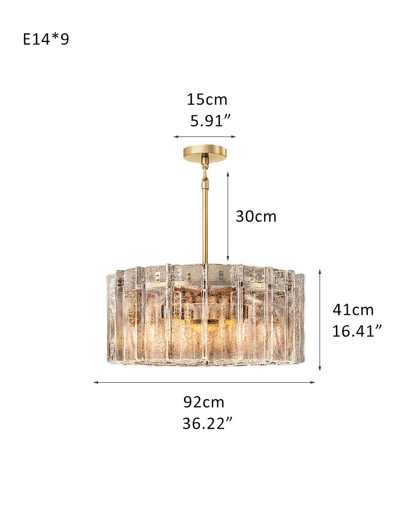 E14 Large Crystal Matrix Chandelier brushed copper with transparent/smoke grey glass