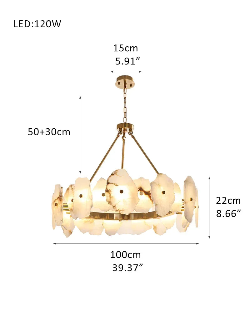 Linear Design Modern Style Irregular white Marble Snowflake Chandelier for living room R-L100*H22CM L39.4"*H8.7" White + Brass American Vintage chandelier lamp
