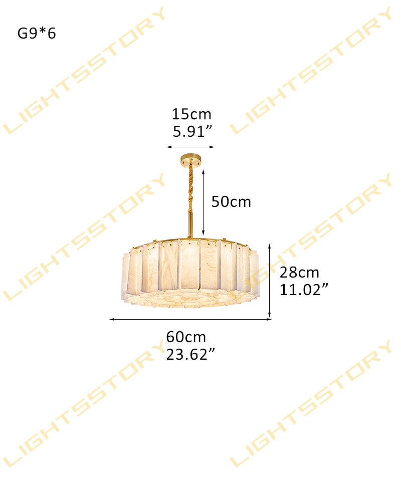 Linear Rectaggered Alabaster Panel Chandelier - Multi-layer Stone