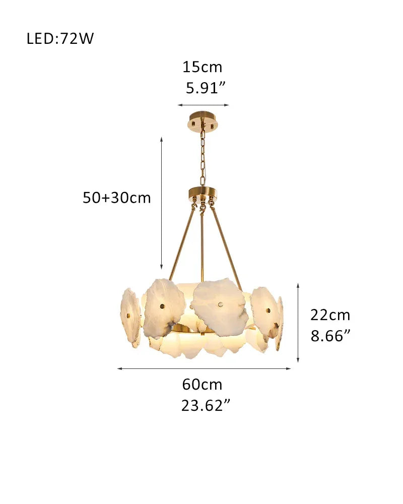 Linear Design Modern Style Irregular white Marble Snowflake Chandelier for living room R-L60*H22CM L23.6"*H8.7" White + Brass American Vintage chandelier lamp