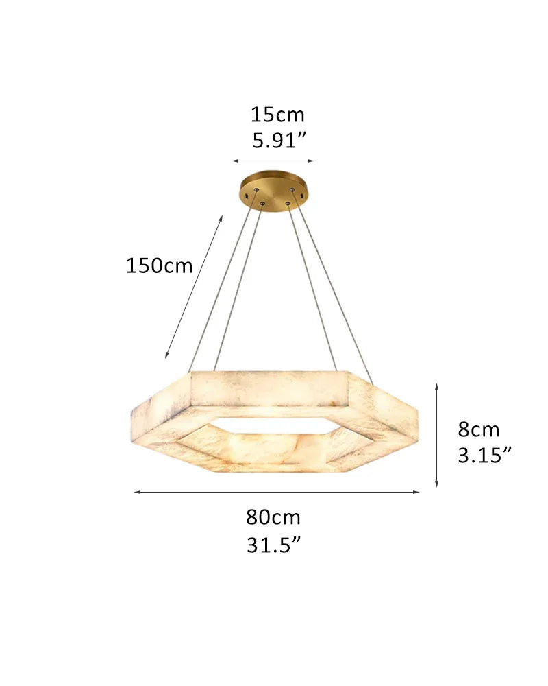 Hexagon Marble Pendant Lamp with adjustable cord & stepless dimming,20“24”31“40” Dia S-L80*H8CM L31.5“*H3.15"-1 White Vintage Simple Pendant Lamp