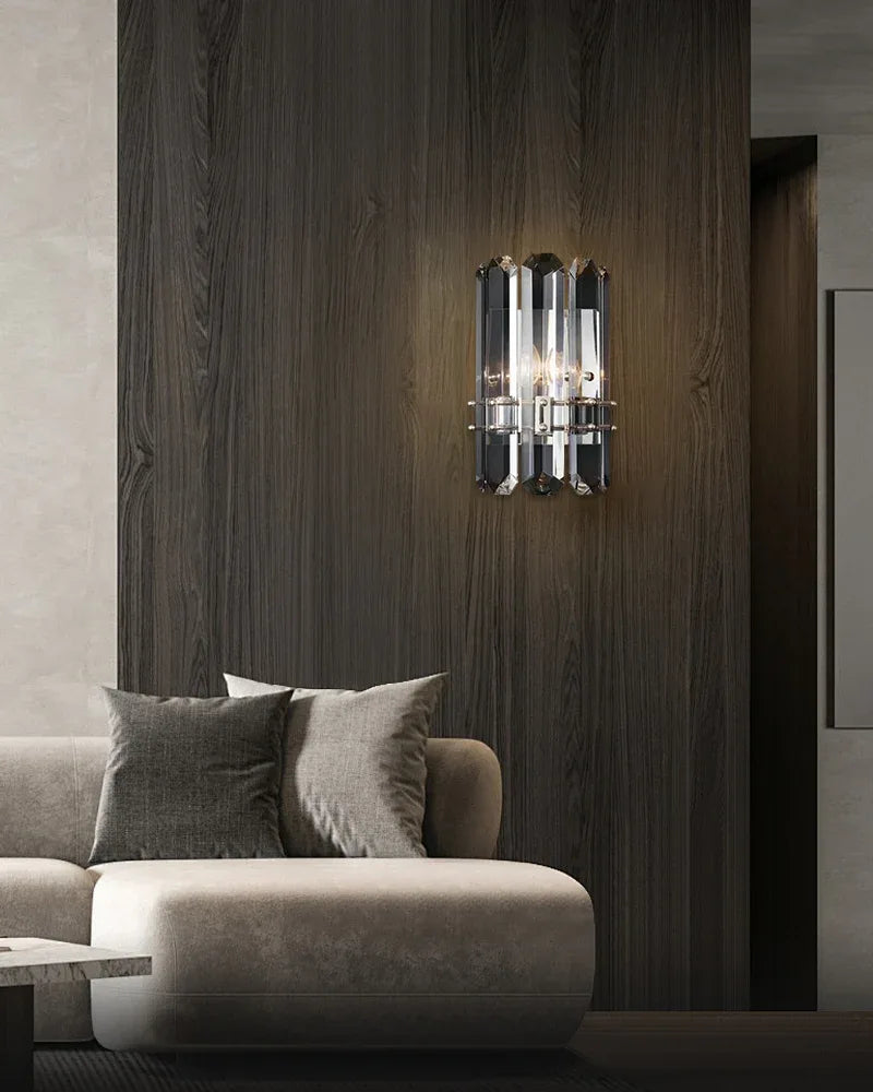 Double Bathroom Vanity LED Crystal Dimmable Wall Light Fixture Wide 8" Black/Brass/Chrome Metal Flush Mounted Wall Sconce Lamp