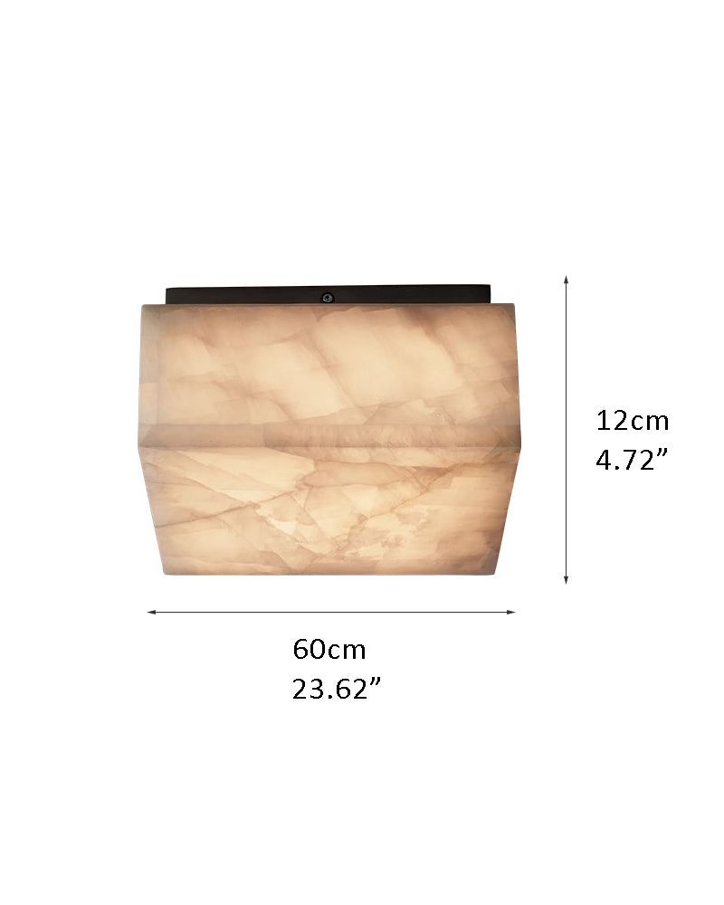 60cm round alabaster ceiling light with black frame for modern interior design.