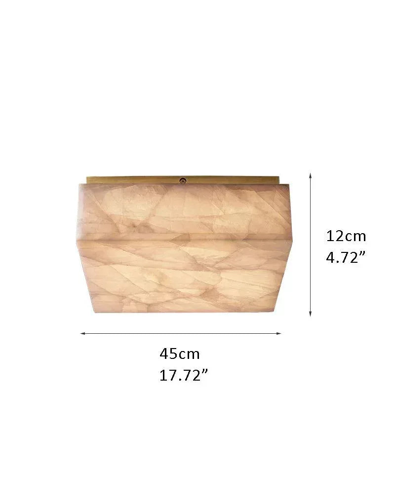 LightsStory Series Ethereal Flush Mount Ceiling Light | Round Alabaster Translucent calcite alabaster stone with durable copper metal, Polished Brass for Bedrooms, corridors, and living rooms S-D45*H12CM D17.72*H4.72" Gold + White Modern Ceiling lamp