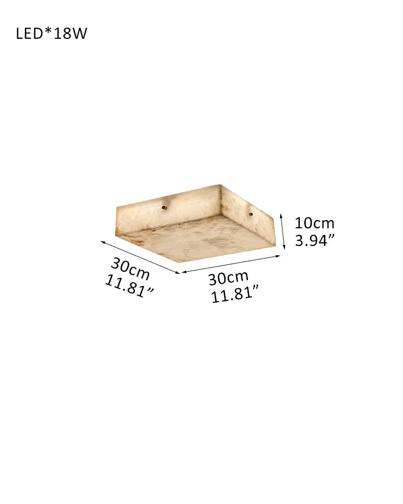Modern Square Marble Shade Copper LED Flush Mount Ceiling Light For Living Room S-L30*H10CM L11.81"*H3.94" White + Brass Modern Ceiling lamp