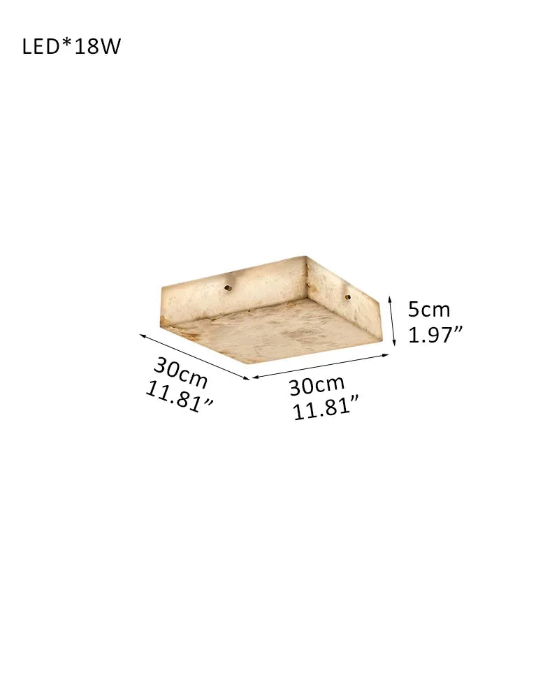 Modern Square Marble Shade Copper LED Flush Mount Ceiling Light For Living Room S-L30*H5CM L11.81"*H1.97" White + Brass Modern Ceiling lamp