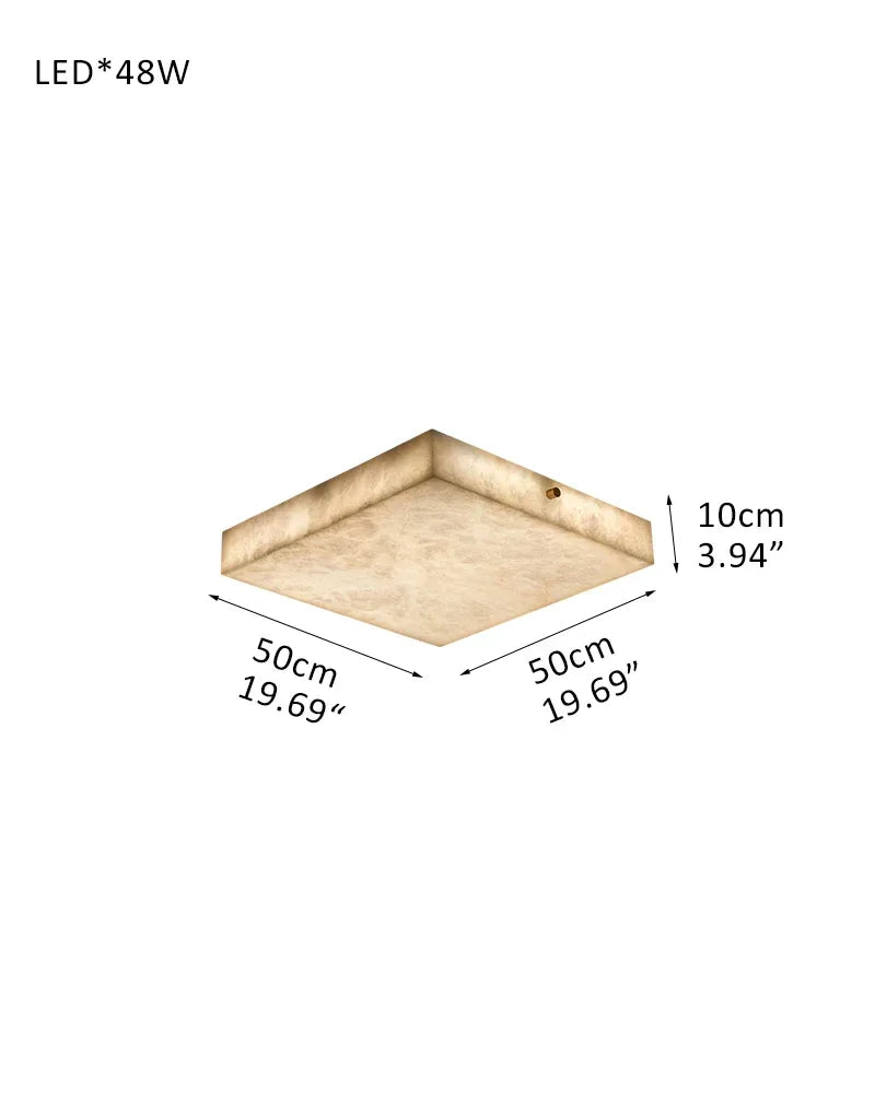 Modern Square Marble Shade Copper LED Flush Mount Ceiling Light For Living Room S-L50*H10CM L19.69"*H3.94" White + Brass Modern Ceiling lamp