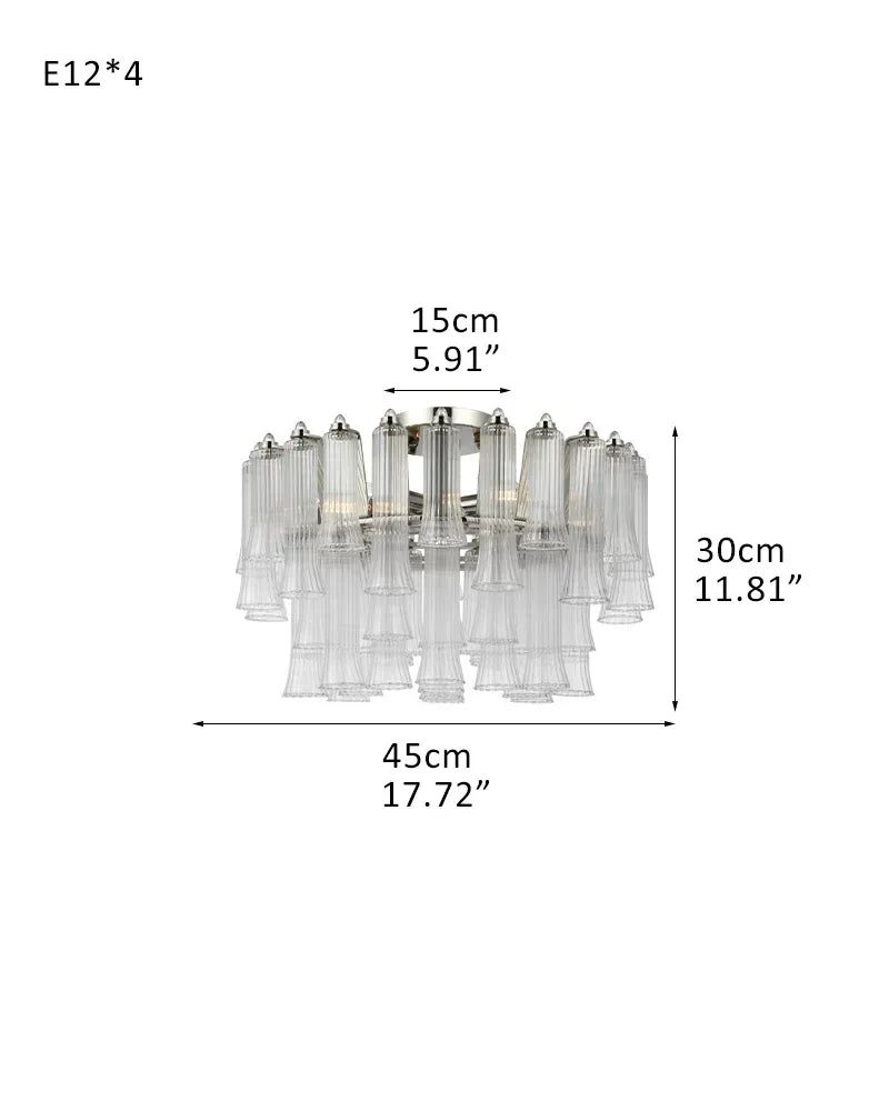 8/12 Light 40" Wide LED Lorelei Round Tiered Glass Chandelier use for Foyer Staircase 4-light-D45*H30CM D17.72"*H11.81"-Ceiling Silver American chandelier