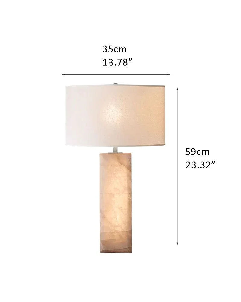 LightsStory Series Interior Design Table Lamp | Rectangular Marble Handcrafted rectangular marble with neutral linen fabric lampshade, Premium Black, Gold, or Silver finish for Desks, consoles, or bedside tables D38*H59CM D13.78*H23.23" White + Silver Vintage Simple Table Lamp