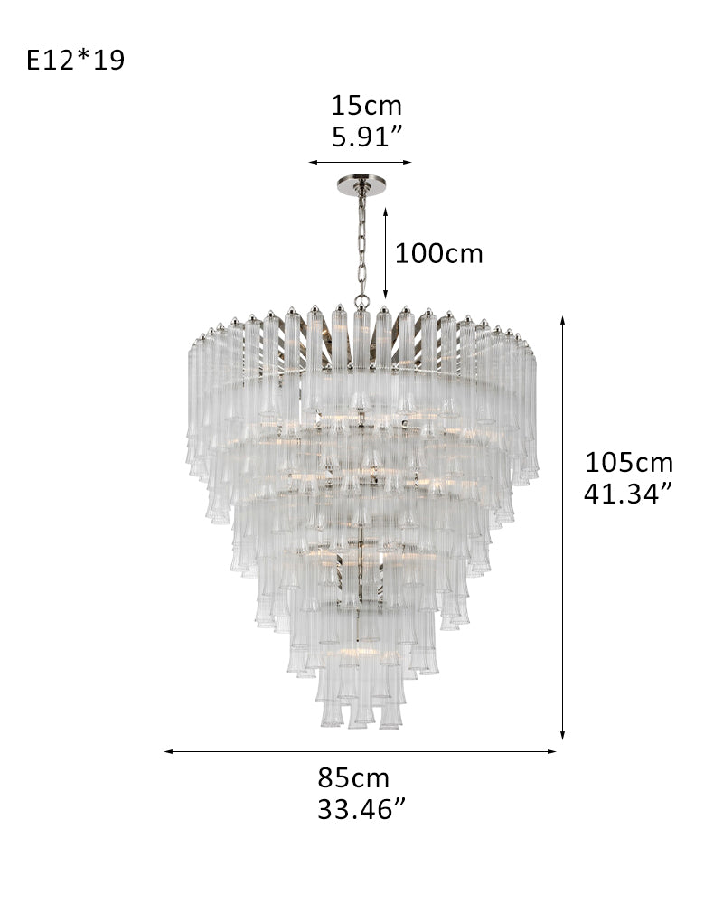 8/12 Light 40" Wide LED Lorelei Round Tiered Glass Chandelier use for Foyer Staircase