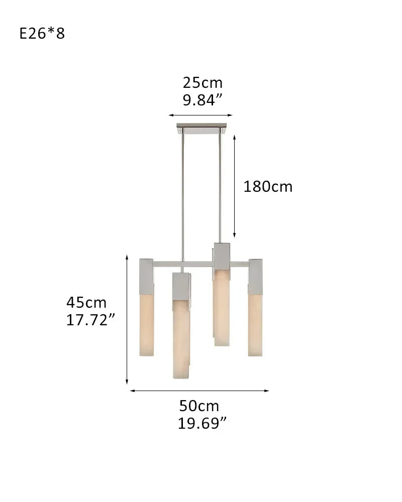 8 Lights Organic Elegance Linear Convet Alabaster Chandelier Antique Burnished Black 8-light-D50*H45CM D19.69"*H17.72" Silver American chandelier