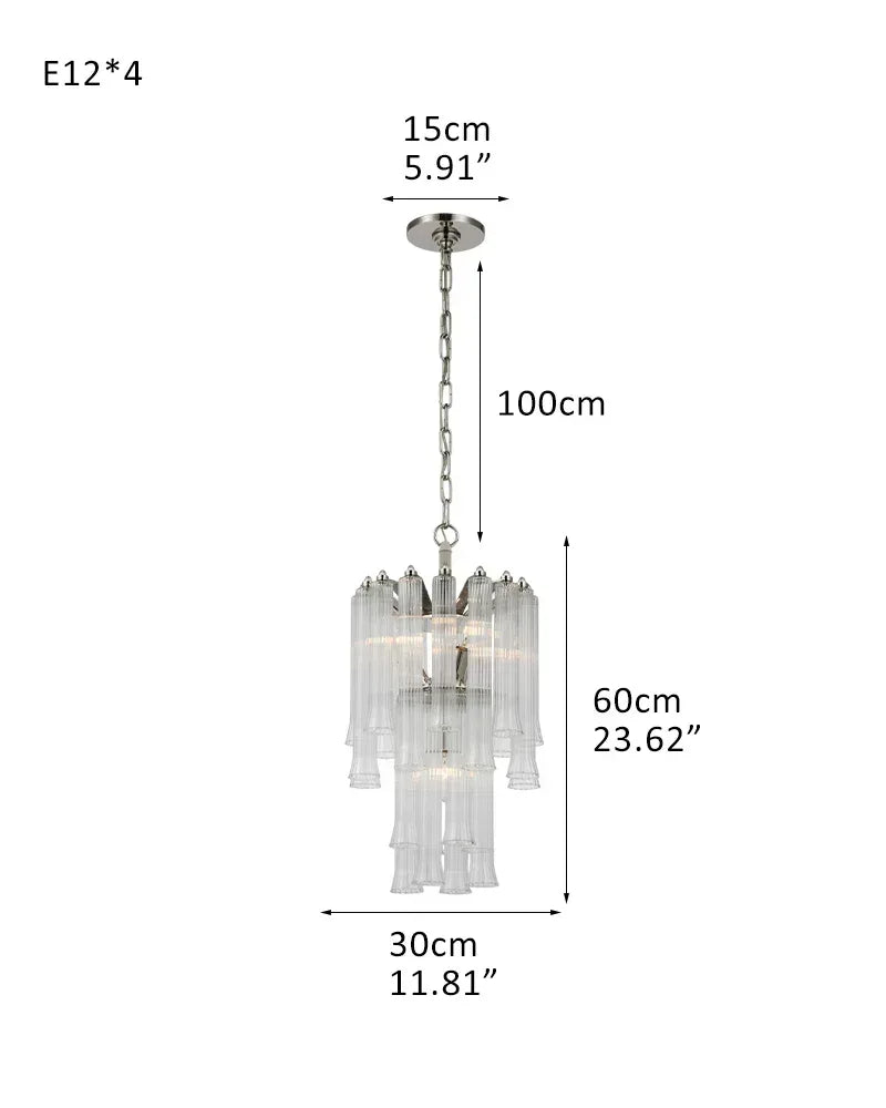 8/12 Light 40" Wide LED Lorelei Round Tiered Glass Chandelier use for Foyer Staircase 4-light-D30*H60CM D11.81"*H23.62" Silver American chandelier
