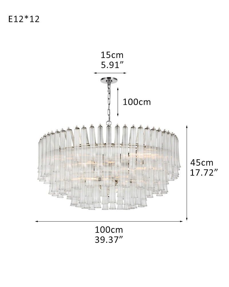 8/12 Light 40" Wide LED Lorelei Round Tiered Glass Chandelier use for Foyer Staircase