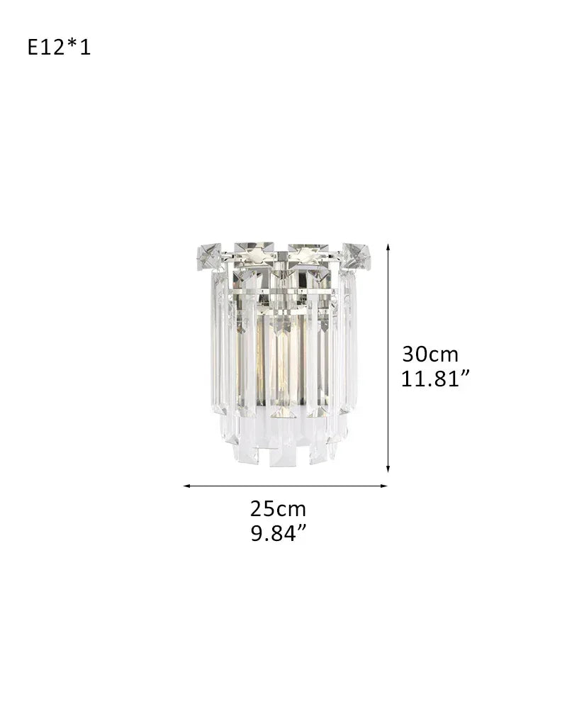 Warm Ambiance LED Arden Tiered Crystal Round Chandelier Brushed Chrome Stainless W-L25*H30CM L9.84"*H11.81" Silver American chandelier