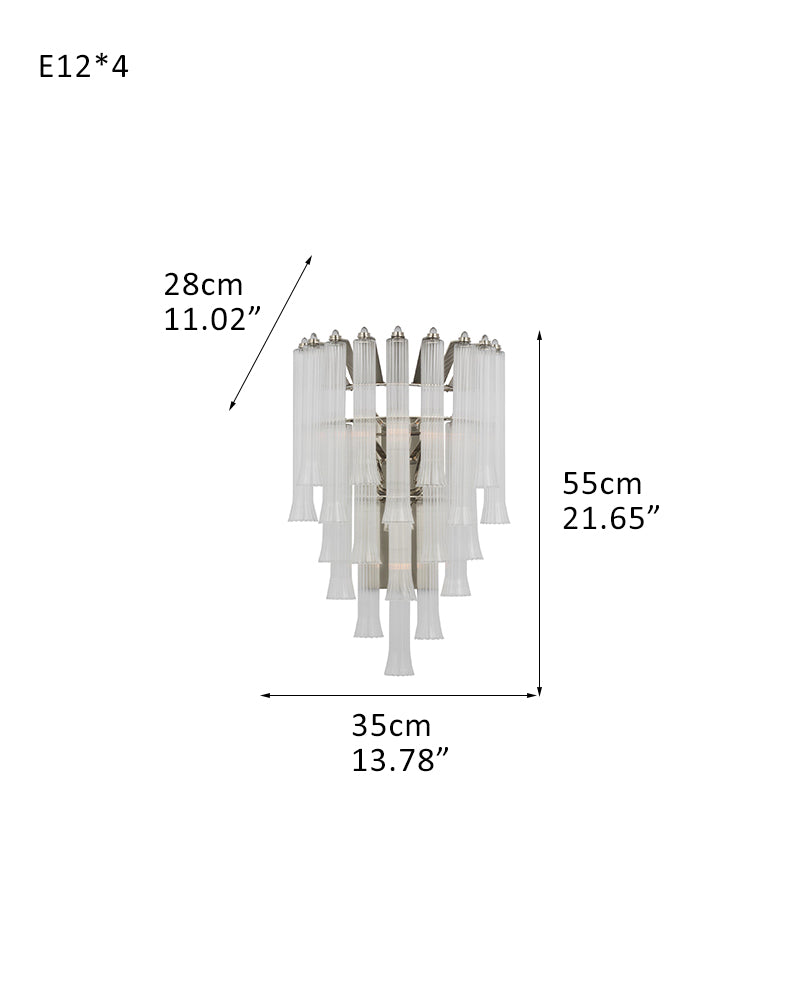 Bellagio Fluted Opal Glass Wall Light Sconce - Flush Mount, Lux Brass Trim - Bedrooms, Vanity & Bathrooms