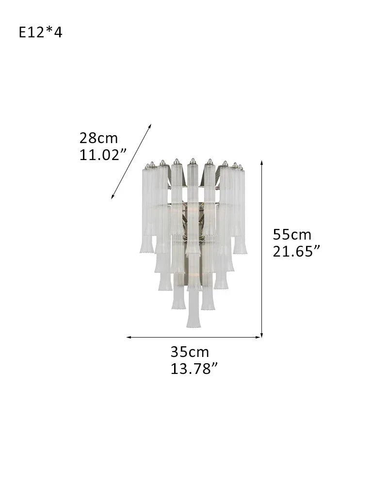 8/12 Light 40" Wide LED Lorelei Round Tiered Glass Chandelier use for Foyer Staircase 4-light-W35*D28*H55CM W13.78"*D11.02"*H21.65"-Sconce Silver American chandelier