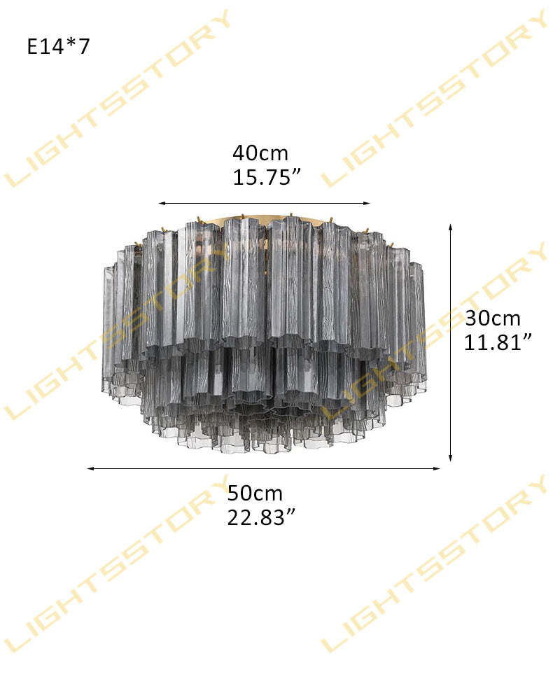 7 Lights Amber Glass Tubes Semi-Flush Ceiling Mount Lights Wide 23in Aged Brass/Black Frame 7-light-D58*H30CM D22.83"*H11.81"(42 tubes) Gold + Smoky Glass Flush Mounted Ceiling Lamp