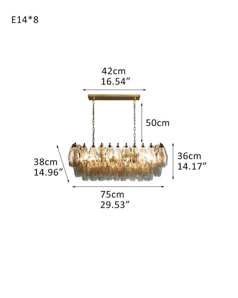 Unique Murano Poliedri Pink Glass Chandelier in Aged Brass Aluminum Chain
