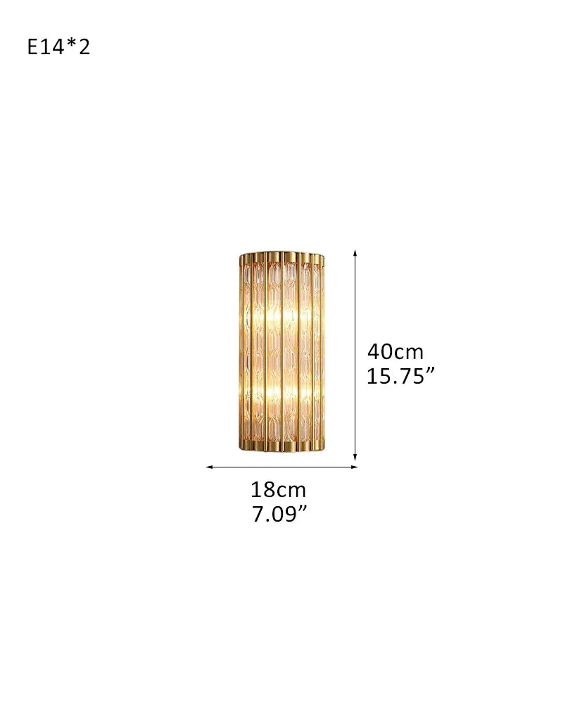 Modern Copper & Glass Linear Dimming Wall Sconce 16in/24in of height D18*H40CM D7"*H16" Gold Brass Aged Wall Sconces