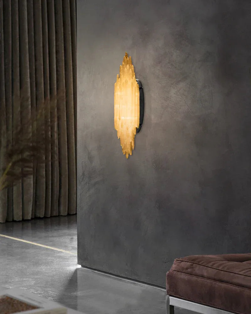 Selenite Wall Light Fixture Crystal Linear Wall Sconce Matt Black with Height 24"48" Flush Mounted Wall Sconce Lamp