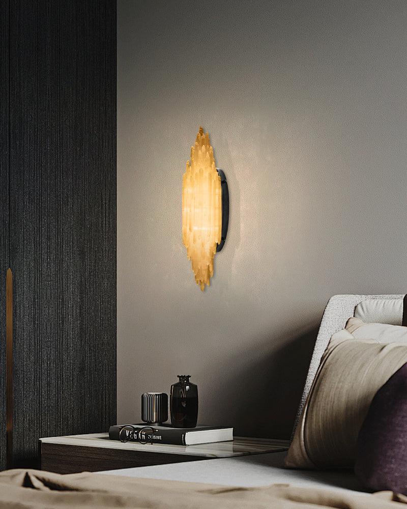 Selenite Wall Light Fixture Crystal Linear Wall Sconce Matt Black with Height 24"48" Flush Mounted Wall Sconce Lamp