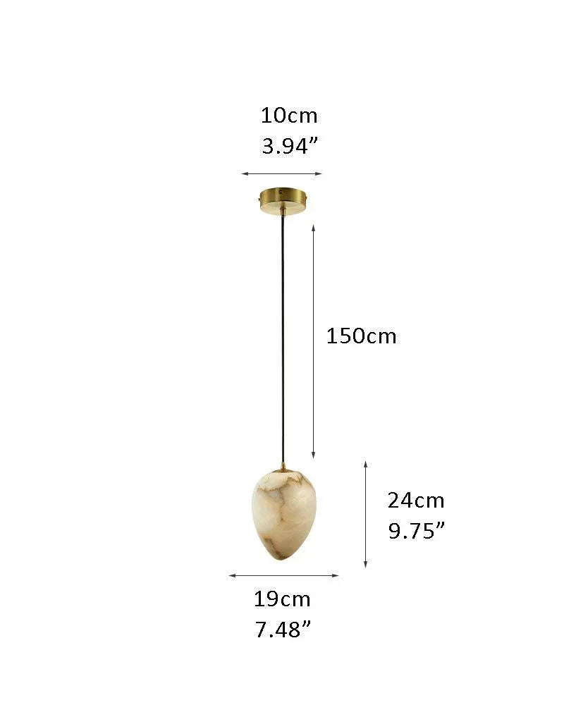 Modern Cluster Design LED Nature Stone Alabaster Pebble Small Pendant Light B-D19*H24CM D7.48*H9.45" White + Brass Vintage Simple Pendant Lamp