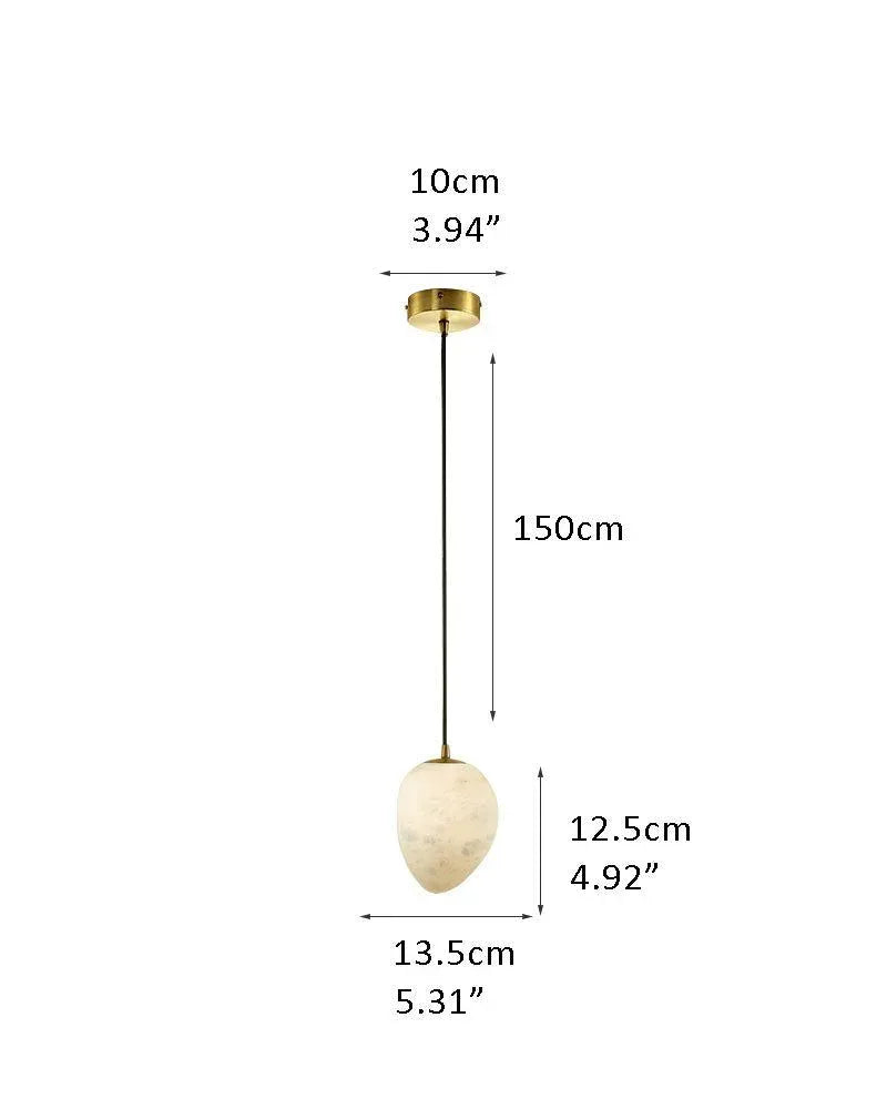Modern Cluster Design LED Nature Stone Alabaster Pebble Small Pendant Light E-D13.5*H12.5CM D5.31*H4.92" White + Brass Vintage Simple Pendant Lamp
