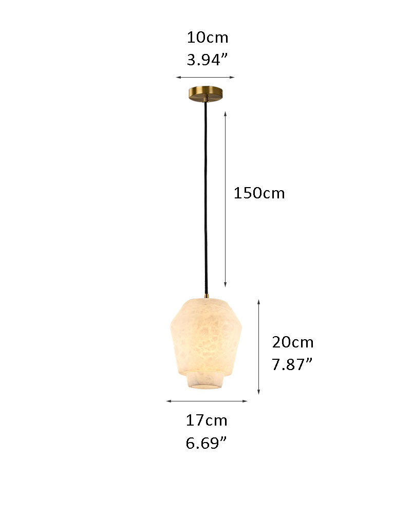 Alabaster Sculptural Tear Drop Pendant Light - Natural Spanish Alabaster, Lux Gold Trim - Kitchens, Dining & Living Rooms