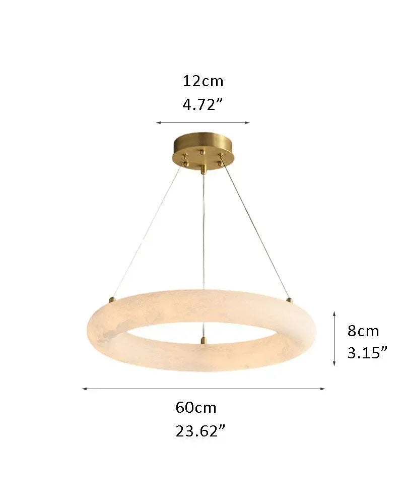 American Loft Design LED Round Alabaster Double Torus Ring LED Pendant Light R-L60CM L23.62" White + Gold Modern Pendant lamp
