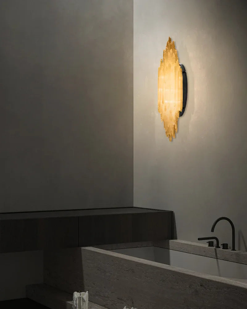 Selenite Wall Light Fixture Crystal Linear Wall Sconce Matt Black with Height 24"48" Flush Mounted Wall Sconce Lamp